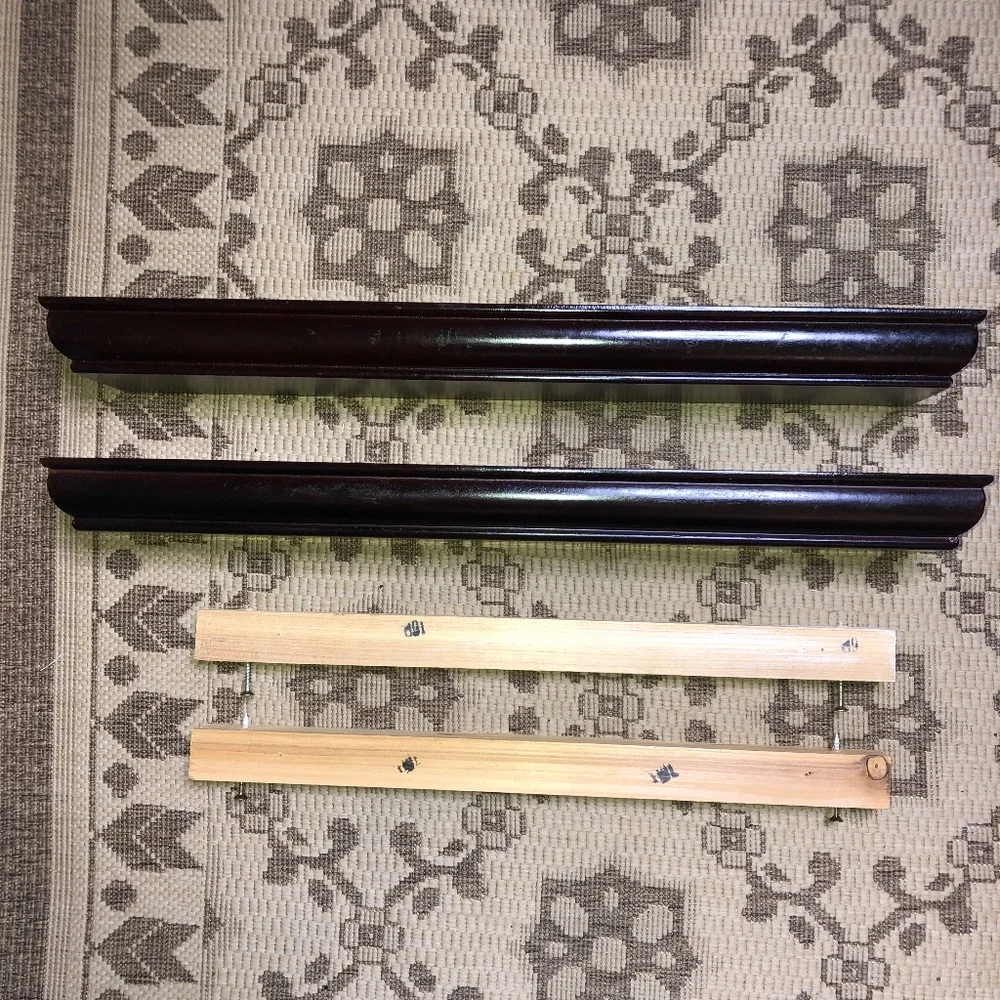 Set of 2 Wood Mahogany Floating Shelves